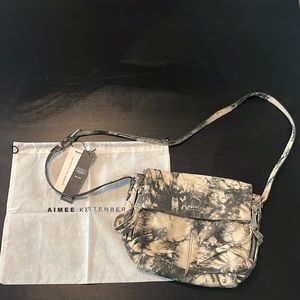 Aimee Kestenberg Gray and Cream Crossbody Purse